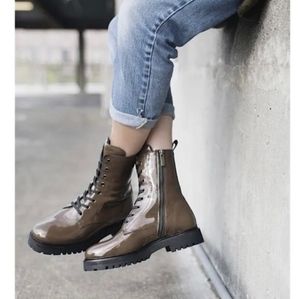 Thursday Boot Co. Olive Combat Boot in Patent Leather